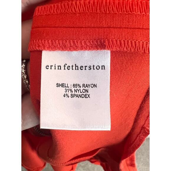 Erin Fetherston Zip Front Fit & Flare Coral Sleeveless V Neck Dress Size 8 - Picture 5 of 8